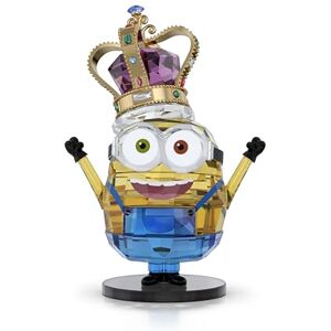 Swarovski Minions King Bob Figurine, Multicoloured Faceted Crystal with Chrome-Finished Accents, Black Artificial Leather and Gold-Tone Metal Accents, Part of the Minions Collection Swarovski Minions King Bob Figurine, Multicoloured Faceted Crystal with Chrome-Finished Accents, Black Artificial Leather and Gold-Tone Metal Accents, Part of the Minions Collection