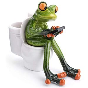 JUXYES Resin Creative 3D Craft Frog Figurine Statue Pencil Holder, Funny Green Frog Texting On Toilet Personalized Animal Collectible Figurines Frog Crafts Pen Pencil Holder For Home Office Decoration JUXYES Resin Creative 3D Craft Frog Figurine Statue Pencil Holder, Funny Green Frog Texting On Toilet Personalized Animal Collectible Figurines Frog Crafts Pen Pencil Holder For Home Office Decoration