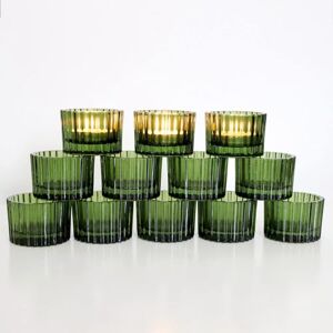 VOHO Green Tealight Candle Holder Set of 12, Glass Candle Holder for Wedding Table Centerpiece, Tea Lights Candle Holders Bulk for Home Decor(2''x 1.4'') VOHO Green Tealight Candle Holder Set of 12, Glass Candle Holder for Wedding Table Centerpiece, Tea Lights Candle Holders Bulk for Home Decor(2''x 1.4'')