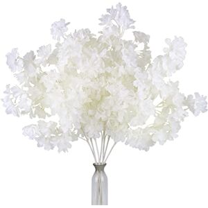 Pusuny Artificial Faux Cherry Blossom Branches Decor, 35 Inch for Tall Floor Vase Used as Wedding Home Decoration, Fake White Flowers for Dinner Table Centrepiece, White, 5PCS Pusuny Artificial Faux Cherry Blossom Branches Decor, 35 Inch for Tall Floor Vase Used as Wedding Home Decoration, Fake White Flowers for Dinner Table Centrepiece, White, 5PCS