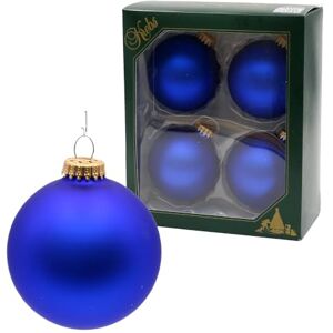 Dekohelden24 Lauschaer Christmas Tree Decorations Blue Christmas Tree Baubles, Set of 4 Baubles Lauscha Plain Matt Satin Royal Blue, 8 cm, with Golden Crown + 50 Quick Hangers in Gold Dekohelden24 Lauschaer Christmas Tree Decorations Blue Christmas Tree Baubles, Set of 4 Baubles Lauscha Plain Matt Satin Royal Blue, 8 cm, with Golden Crown + 50 Quick Hangers in Gold