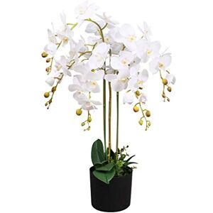 Leaf Design UK Realistic Artificial Orchid Flower Display in Pot, 85cm, White Leaf Design UK Realistic Artificial Orchid Flower Display in Pot, 85cm, White