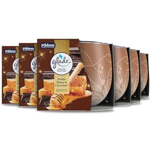 Glade Jar Candle, Scented Candle Infused with Essential Oils, Made Without Palm Oil, Up to 25 Hour Burn Time, Limited Edition Christmas Candle, Festive Honey & Chocolate, Pack of 6 (6x108g) Glade Jar Candle, Scented Candle Infused with Essential Oils, Made Without Palm Oil, Up to 25 Hour Burn Time, Limited Edition Christmas Candle, Festive Honey & Chocolate, Pack of 6 (6x108g)