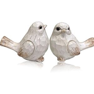 KiaoTime Farmhouse Bird Decor Resin Bird Figurines Set of 2, Vintage & Modern Bird Decor Statue for Home Decor Accents, Cottage Bird Ornaments Decoration New White Carved Rustic Bird Figurine KiaoTime Farmhouse Bird Decor Resin Bird Figurines Set of 2, Vintage & Modern Bird Decor Statue for Home Decor Accents, Cottage Bird Ornaments Decoration New White Carved Rustic Bird Figurine