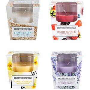 Immerse Creations (4-Pack) Assorted Scented Candle Set in Glass Cup Jar Fresh Linen, Berry, Vanilla, Lavender, 3 Oz, (GLASS4) Immerse Creations (4-Pack) Assorted Scented Candle Set in Glass Cup Jar Fresh Linen, Berry, Vanilla, Lavender, 3 Oz, (GLASS4)