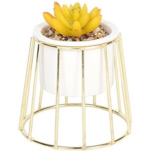 Sleepdown Halo Ochre Succulent Artificial Faux Plant Gold Cage Stand for Home Office Bathroom Decor Indoor Decoration Aesthetics, Small Sleepdown Halo Ochre Succulent Artificial Faux Plant Gold Cage Stand for Home Office Bathroom Decor Indoor Decoration Aesthetics, Small
