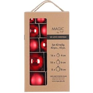 MAGIC by Inge Christmas Baubles Set of 42 Merry Red with Diameter 4 cm, 6 cm and 8 cm, Christmas Tree Decorations Glass MAGIC by Inge Christmas Baubles Set of 42 Merry Red with Diameter 4 cm, 6 cm and 8 cm, Christmas Tree Decorations Glass