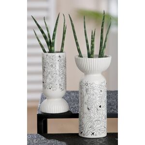 AlexandreHouse Pack of 4 Vase, Single-Line Design, Porcelain, White, PU 4, H. 20 cm, D. 9 cm AlexandreHouse Pack of 4 Vase, Single-Line Design, Porcelain, White, PU 4, H. 20 cm, D. 9 cm