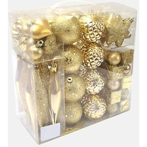 Dmora Box 80 pieces multi-form Christmas decorations, Ornaments, Christmas ball assortment set, Christmas tree set box, Gold color, 3 to 7 cm Dmora Box 80 pieces multi-form Christmas decorations, Ornaments, Christmas ball assortment set, Christmas tree set box, Gold color, 3 to 7 cm