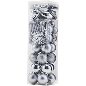 WeRChristmas 72-Piece Shatterproof Deluxe Variety Christmas Tree Baubles Decoration Pack Silver, Silver WeRChristmas 72-Piece Shatterproof Deluxe Variety Christmas Tree Baubles Decoration Pack Silver, Silver