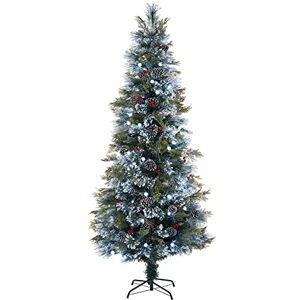 WeRChristmas Pre-Lit Flocked Pinecone & Berries Fibre Optic Christmas Tree, White LED Lights, 7 ft / 210 cm WeRChristmas Pre-Lit Flocked Pinecone & Berries Fibre Optic Christmas Tree, White LED Lights, 7 ft / 210 cm