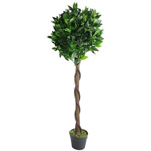 Leaf Design UK Artificial Bay Laurel Topiary Ball Tree, Green Twist, 120cm (4ft) Leaf Design UK Artificial Bay Laurel Topiary Ball Tree, Green Twist, 120cm (4ft)