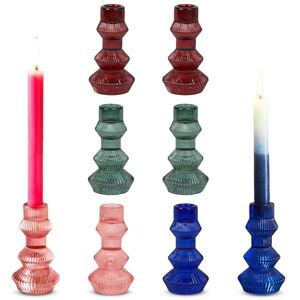 Talking Tables 8 x Coloured Glass Candlestick Holders 2 x pink, blue, red, green candle holders, elegant and beautiful home décor, or summer outdoor table wedding decorations 12cm Talking Tables 8 x Coloured Glass Candlestick Holders 2 x pink, blue, red, green candle holders, elegant and beautiful home décor, or summer outdoor table wedding decorations 12cm