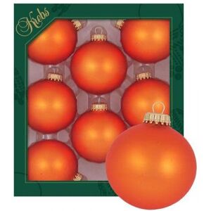 Dekohelden24 Original Lauschaer Christmas tree decoration set of 8 plain matt orange, 6.7 cm, with golden crown + 50 quick hangers in gold included Dekohelden24 Original Lauschaer Christmas tree decoration set of 8 plain matt orange, 6.7 cm, with golden crown + 50 quick hangers in gold included