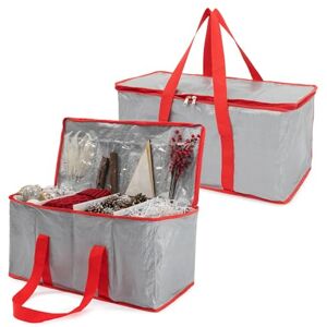 Christmas Village Christmas Decoration Storage Bag 61cm – 2-pack Heavy-Duty Multipurpose Christmas Storage Bag with 4 Compartments, Pockets, Zip Closure & Handles for Wreath, Baubles, Lights & Tinsel Christmas Village Christmas Decoration Storage Bag 61cm – 2-pack Heavy-Duty Multipurpose Christmas Storage Bag with 4 Compartments, Pockets, Zip Closure & Handles for Wreath, Baubles, Lights & Tinsel