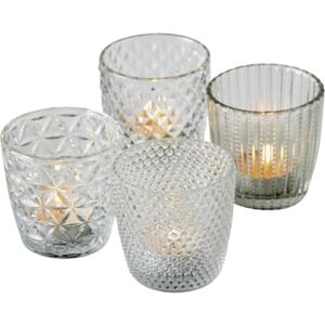Boltze Marilu 1014419 Lantern Set of 4 (Transparent, Decorative Glasses for Candles/Tea Lights, Candle Holder Diameter 8 cm, Various Patterns, Round Shape, Tea Light Holder) 1014419, Normal Boltze Marilu 1014419 Lantern Set of 4 (Transparent, Decorative Glasses for Candles/Tea Lights, Candle Holder Diameter 8 cm, Various Patterns, Round Shape, Tea Light Holder) 1014419, Normal