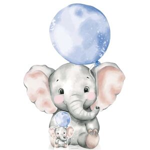 STAR CUTOUTS SC4549 Elephant with Blue Balloon Cardboard Cut Out Height 133cm Ideal for Baby Showers, Birthdays & Room Decorations STAR CUTOUTS SC4549 Elephant with Blue Balloon Cardboard Cut Out Height 133cm Ideal for Baby Showers, Birthdays & Room Decorations
