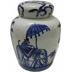 DKD Home Decor Blue White Porcelain Indian Elephant Vase (16 x 16 x 20 cm) DKD Home Decor Blue White Porcelain Indian Elephant Vase (16 x 16 x 20 cm)