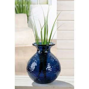 GILDE Pietro Glass Vase, Dark Blue, Textured, Bulbous Shape, Height 33 cm, Diameter 29 cm, Decoration Home Accessory Gift Flowers Decoration GILDE Pietro Glass Vase, Dark Blue, Textured, Bulbous Shape, Height 33 cm, Diameter 29 cm, Decoration Home Accessory Gift Flowers Decoration