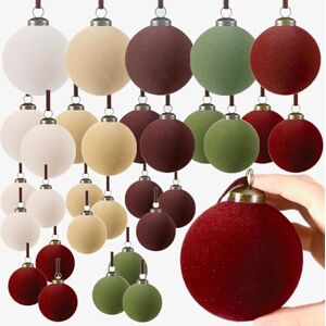 NUELUX Velvet Christmas Ornaments Bulk Viral Flocked Christmas Tree Ball 30 Pack Ornaments Xmas Decorative Hanging Ornaments Christmas Tree Decoration 30 Pack Large, Small, Medium Bundle Pack NUELUX Velvet Christmas Ornaments Bulk Viral Flocked Christmas Tree Ball 30 Pack Ornaments Xmas Decorative Hanging Ornaments Christmas Tree Decoration 30 Pack Large, Small, Medium Bundle Pack
