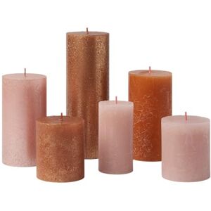 BOLSIUS Rustic Pillar Candles Gift Set of 6 Cosy Coppers Decorative Household Candles Length Burning Time Unscented Includes Natural Vegan Wax Without Palm Oil BOLSIUS Rustic Pillar Candles Gift Set of 6 Cosy Coppers Decorative Household Candles Length Burning Time Unscented Includes Natural Vegan Wax Without Palm Oil