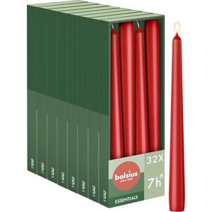 BOLSIUS Smooth Taper Candles Red Pack of 32 Decorative Household Candles Burning Time 7 Hours Unscented Contains Natural Plant Wax Without Palm Oil 24.5 cm BOLSIUS Smooth Taper Candles Red Pack of 32 Decorative Household Candles Burning Time 7 Hours Unscented Contains Natural Plant Wax Without Palm Oil 24.5 cm