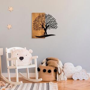 Wallity Elegant Decorative Wooden Wall Accessory, 58 x 58 cm, 100% Wood & Metal, Walnut & Black, Unique Design, Perfect for Home Decor & Modern Spaces Wallity Elegant Decorative Wooden Wall Accessory, 58 x 58 cm, 100% Wood & Metal, Walnut & Black, Unique Design, Perfect for Home Decor & Modern Spaces