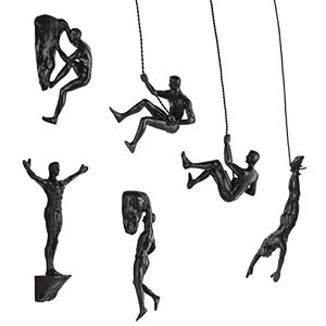 Olpchee Set of 6 Nordic Modern Simplicity Resin Sculpture Creative Climbing Man Wall Sculptures Hand-finished for Art Home Decor (6Pcs Black) Olpchee Set of 6 Nordic Modern Simplicity Resin Sculpture Creative Climbing Man Wall Sculptures Hand-finished for Art Home Decor (6Pcs Black)