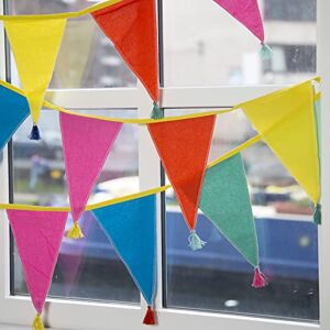 Talking Tables Fabric Rainbow Bunting with Tassels -3m Triangle Flag Pennant Garland,100% Cotton,Home Décor for Kid's Bedroom,Nursery Accessories, Indoor Outdoor Birthday Party Decorations,Festival Talking Tables Fabric Rainbow Bunting with Tassels -3m Triangle Flag Pennant Garland,100% Cotton,Home Décor for Kid's Bedroom,Nursery Accessories, Indoor Outdoor Birthday Party Decorations,Festival