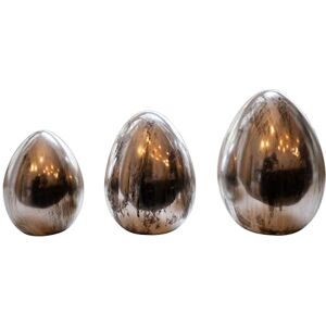 HEITMANN DECO Porcelain Eggs, Set of 3, Silver Matt HEITMANN DECO Porcelain Eggs, Set of 3, Silver Matt