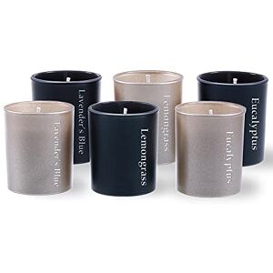 Candellana Glass Small Set, Six Scented Candles, 5.5x6.5cm, Black Matt & Brass, European Wax, Natural Cotton Wick, Anti-Mosquito, Lemongrass, Lavender, Eucalyptus, Recyclable Candellana Glass Small Set, Six Scented Candles, 5.5x6.5cm, Black Matt & Brass, European Wax, Natural Cotton Wick, Anti-Mosquito, Lemongrass, Lavender, Eucalyptus, Recyclable