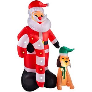 WeRChristmas Pre-Lit Flashing Inflatable Santa with Candy Cane & Dog, Multi-Colour WeRChristmas Pre-Lit Flashing Inflatable Santa with Candy Cane & Dog, Multi-Colour