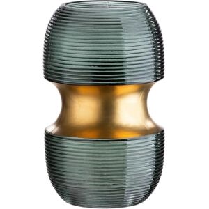 GILDE Decorative Glass Vase – Modern Flower Vase with Grooves Design – Gift Birthday Table Decoration Christmas Wedding Gold Wedding – Colour: Green Gold Height 22 cm GILDE Decorative Glass Vase – Modern Flower Vase with Grooves Design – Gift Birthday Table Decoration Christmas Wedding Gold Wedding – Colour: Green Gold Height 22 cm