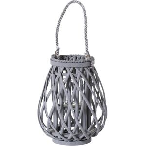 Hill Interiors Small Grey Wicker Bulbous Lantern, Mixed, 30 x 10 x 1.56 cm Hill Interiors Small Grey Wicker Bulbous Lantern, Mixed, 30 x 10 x 1.56 cm