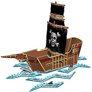 Beistle 54597 3-D Pirate Ship Centerpiece, 18.5" x 25.5" Island Adventure Birthday Table Decoration, Treasure Hunt Favor Boxes, Paper, Multicolored Beistle 54597 3-D Pirate Ship Centerpiece, 18.5" x 25.5" Island Adventure Birthday Table Decoration, Treasure Hunt Favor Boxes, Paper, Multicolored