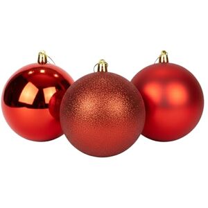 SHATCHI 20cm/3Pcs Large Red Baubles PVC Shatterproof Glossy, Matt, Glitter Finish Christmas Balls Ornaments Assorted Set- Festive Xmas Tree Hanging Decorations, Round Ornament for Holiday Home Decor SHATCHI 20cm/3Pcs Large Red Baubles PVC Shatterproof Glossy, Matt, Glitter Finish Christmas Balls Ornaments Assorted Set- Festive Xmas Tree Hanging Decorations, Round Ornament for Holiday Home Decor