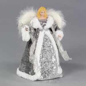 The Christmas Workshop 71089 Angel Tree Topper / 12” Tall/Silver and White Dress/Indoor Christmas Decoration The Christmas Workshop 71089 Angel Tree Topper / 12” Tall/Silver and White Dress/Indoor Christmas Decoration