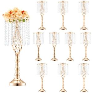 VEVOR 10PCS 55cm/21.65” Tall Crystal Wedding Flower Stand, Metal Wedding Centerpiece Vase, Gold Flower Holders Floral Display Rack for Tables Wedding Dinner Party, Ceremony Birthday Event Décor VEVOR 10PCS 55cm/21.65” Tall Crystal Wedding Flower Stand, Metal Wedding Centerpiece Vase, Gold Flower Holders Floral Display Rack for Tables Wedding Dinner Party, Ceremony Birthday Event Décor