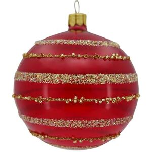 Ornex Set of 6 Ornamental Baubles (Diameter 8 cm) in Hand-Blown and Decorated Glass for Christmas Tree, Red, Gold, 6 Balls Diameter 8 cm Ornex Set of 6 Ornamental Baubles (Diameter 8 cm) in Hand-Blown and Decorated Glass for Christmas Tree, Red, Gold, 6 Balls Diameter 8 cm