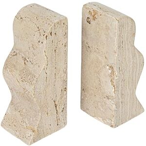 Creative Labs Decorative Travertine Wave Bookends, Natural, Set of 2 Creative Labs Decorative Travertine Wave Bookends, Natural, Set of 2