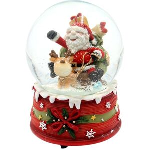 Dekohelden24 Merry Santa Claus Snow Globe with Reindeer on Christmas Base with Musical Mechanism, Melody: Rudolph The Red-Nosed Reindeer, L/W/H/Diameter Ball 10 x 10 x 15 cm, Diameter 10 cm Dekohelden24 Merry Santa Claus Snow Globe with Reindeer on Christmas Base with Musical Mechanism, Melody: Rudolph The Red-Nosed Reindeer, L/W/H/Diameter Ball 10 x 10 x 15 cm, Diameter 10 cm