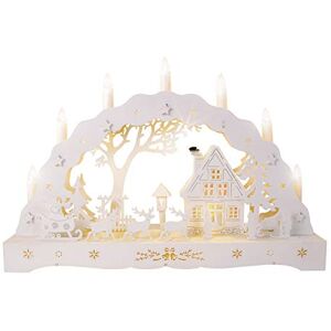 The Christmas Workshop 88200 Wooden Illuminated Candle Bridge / 7 Warm White Candles/Indoor Christmas Decoration/Battery Operated / 43cm x 28cm x 8cm The Christmas Workshop 88200 Wooden Illuminated Candle Bridge / 7 Warm White Candles/Indoor Christmas Decoration/Battery Operated / 43cm x 28cm x 8cm