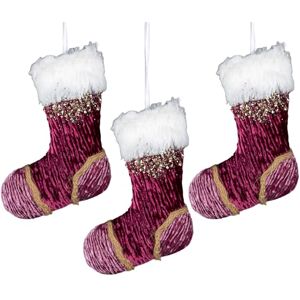 SHATCHI 3Pcs Pink Burgundy Mini Santa Stocking 15cm Christmas Tree Hanging Decorations Festive Decorative Ornaments Fairy Tale Themed Xmas Tree Pendant SHATCHI 3Pcs Pink Burgundy Mini Santa Stocking 15cm Christmas Tree Hanging Decorations Festive Decorative Ornaments Fairy Tale Themed Xmas Tree Pendant