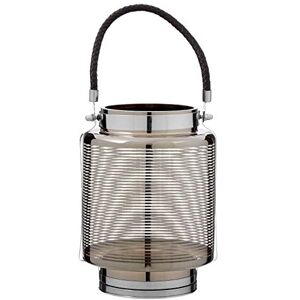 Premier Housewares Lantern, Glass, PU Polyurethane, Stainless Steel, Large Premier Housewares Lantern, Glass, PU Polyurethane, Stainless Steel, Large