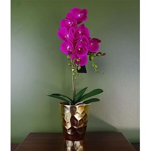 Leaf 54cm Artificial Orchid Plant Dark Pink Gold Pot Leaf 54cm Artificial Orchid Plant Dark Pink Gold Pot