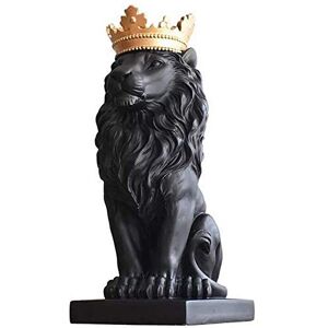 H&W Crown Lion Statue,Black Sculptures,Resin Lion Figurines for Men,Art Statue Ornaments for Home Office Living Room Bookshelf Table Desktop Housewarming Décor H&W Crown Lion Statue,Black Sculptures,Resin Lion Figurines for Men,Art Statue Ornaments for Home Office Living Room Bookshelf Table Desktop Housewarming Décor