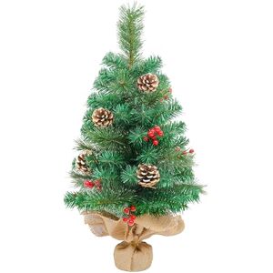 Uten Mini Christmas Tree, 60cm Tabletop Christmas Tree Ornaments with Pine Cones and Red Berries Decoration for Xmas, Home, Kitchen, Dining Table Decor Uten Mini Christmas Tree, 60cm Tabletop Christmas Tree Ornaments with Pine Cones and Red Berries Decoration for Xmas, Home, Kitchen, Dining Table Decor
