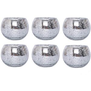 Hosley ® Radiant Elegance Set of 6 Silver Crackle Glass Tea Light Holders 3.94 Inch Diameter Mesmerizing Candle Holders for Home Decor and Special Occasions Hosley ® Radiant Elegance Set of 6 Silver Crackle Glass Tea Light Holders 3.94 Inch Diameter Mesmerizing Candle Holders for Home Decor and Special Occasions