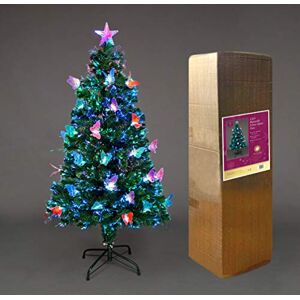 SHATCHI 5Ft/150cm Fibre Optic Christmas Star Topper-LED Butterfly Decorations-Pre-Lit Green Artificial Xmas Tree-Multicolor Changing Lights, PVC, 150 cm SHATCHI 5Ft/150cm Fibre Optic Christmas Star Topper-LED Butterfly Decorations-Pre-Lit Green Artificial Xmas Tree-Multicolor Changing Lights, PVC, 150 cm