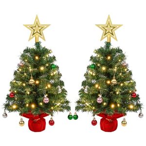 Uten 2Pcs Mini Christmas Tree, 2ft/60cm Desktop Small Christmas Tree with 2Pcs 50 LED Light Strings, 56 Christmas Balls, 2 Golden Tree Topper Star and Red Base for Desktop Christmas Decoration Uten 2Pcs Mini Christmas Tree, 2ft/60cm Desktop Small Christmas Tree with 2Pcs 50 LED Light Strings, 56 Christmas Balls, 2 Golden Tree Topper Star and Red Base for Desktop Christmas Decoration